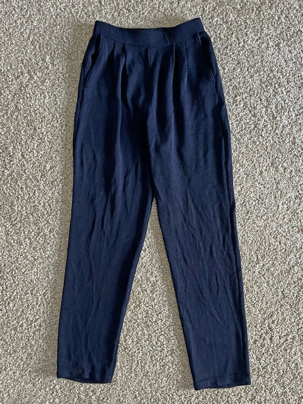 St. John Collection by Marie Gray Navy Blue Wool Blend Knit Trousers Size XS